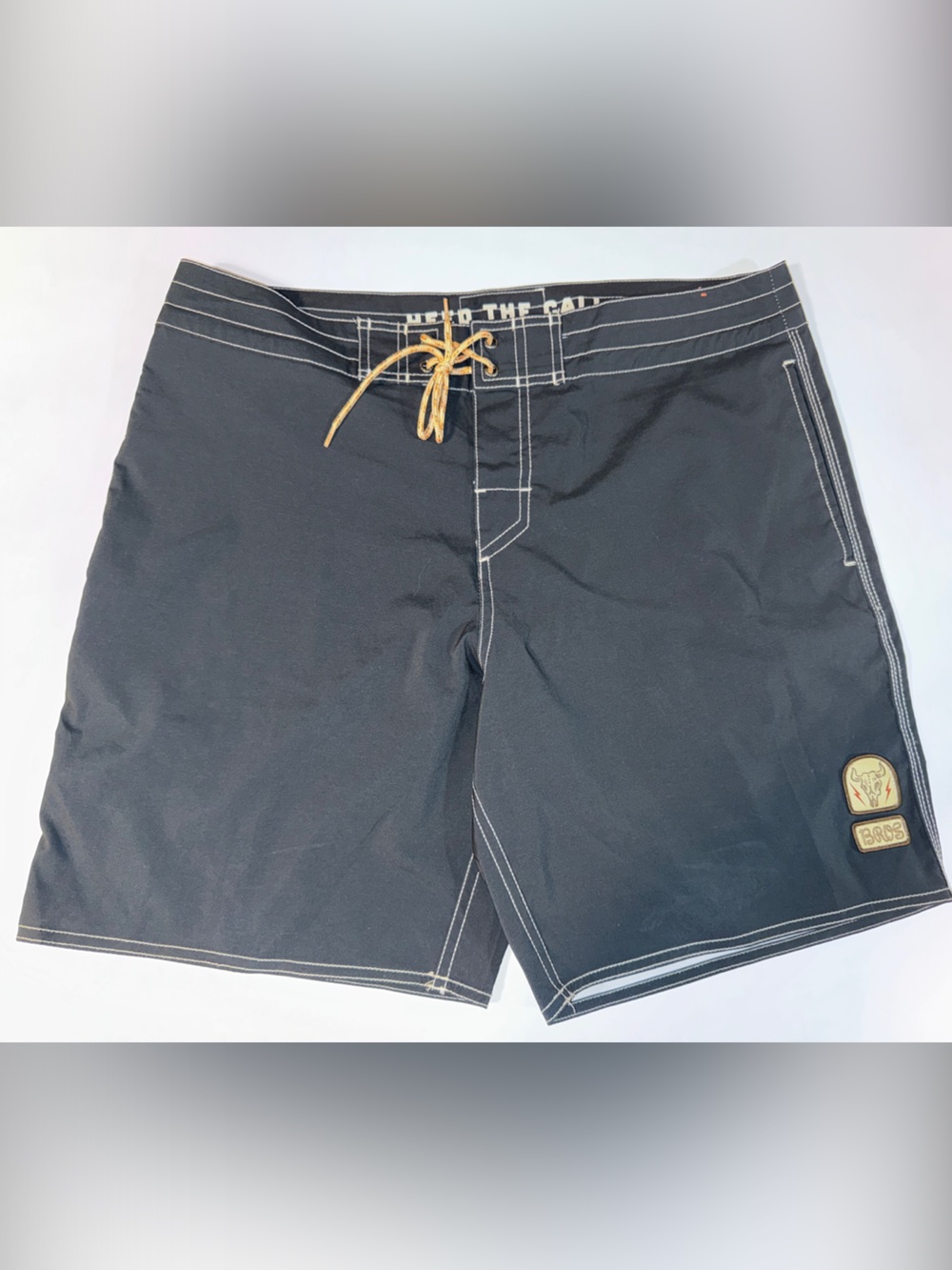 Howler Brothers Heed The Call Black Board Shorts with Tan Drawstring Swim